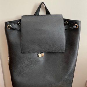 Black Leather Mini Backpack